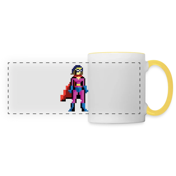Super-Héroïne Pixel Anna sur Mug panoramique contrasté et blanc