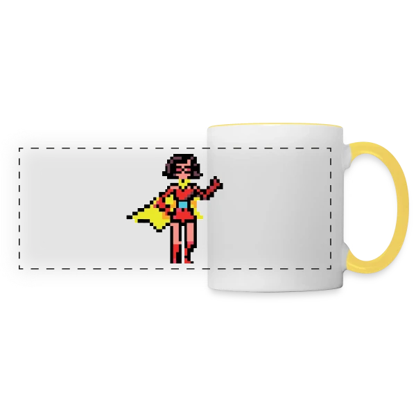 Super-Héroïne Rétro Mag sur Mug panoramique contrasté et blanc