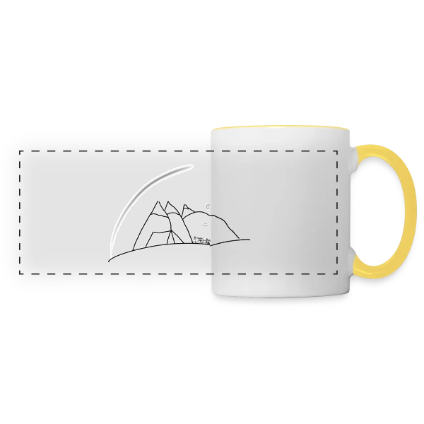 Esquisse Montagne et Tente sur Mug panoramique contrasté et blanc