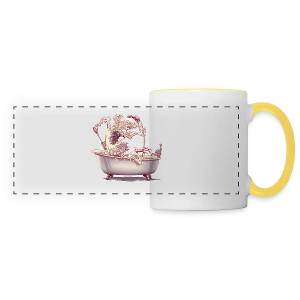 L'Étrange Bain de Kanagawa sur Mug panoramique contrasté et blanc