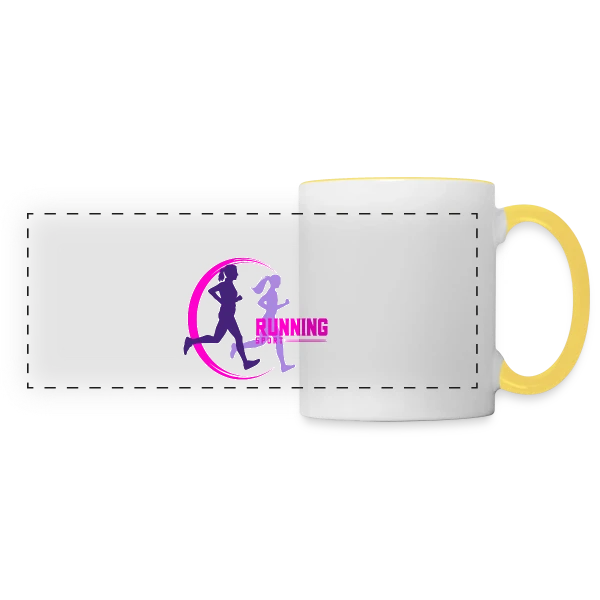 Running : Deux Filles en Pleine Course sur Mug panoramique contrasté et blanc