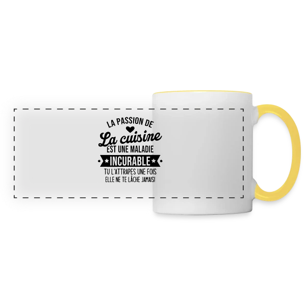 Humour Cuisine : Une Maladie Incurable ! sur Mug panoramique contrasté et blanc