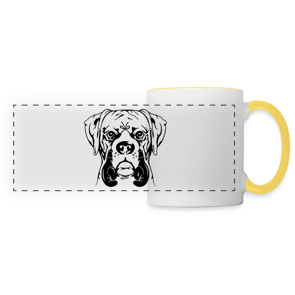 Jeune Boxer, Chien Combattant sur Mug panoramique contrasté et blanc
