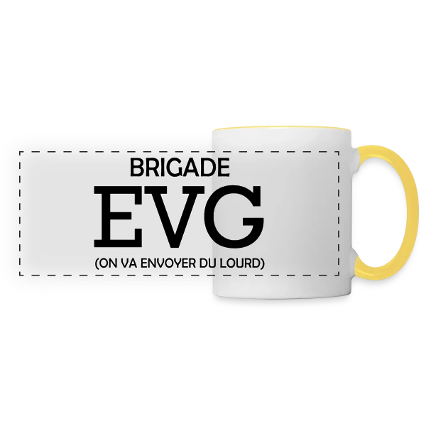Brigade EVG On Va Envoyer Du Lourd sur Mug panoramique contrasté et blanc