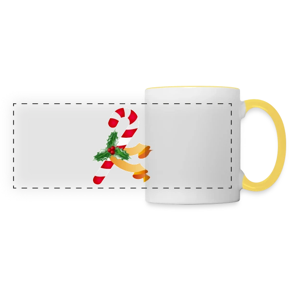 Sucre d'Orge et Houx pour la Période des Fêtes sur Mug panoramique contrasté et blanc