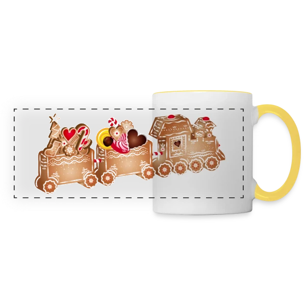 Adorable Train de Pain d'Épices 3D pour Noël sur Mug panoramique contrasté et blanc