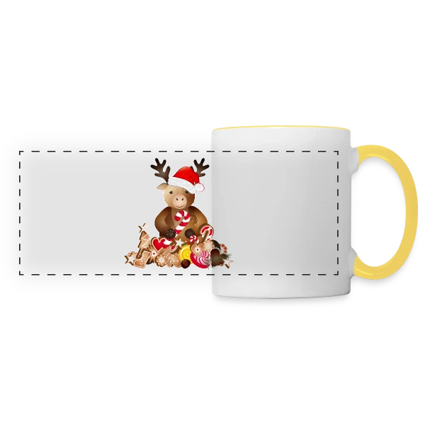 Renne de Noël Adorable avec Chapeau sur Mug panoramique contrasté et blanc