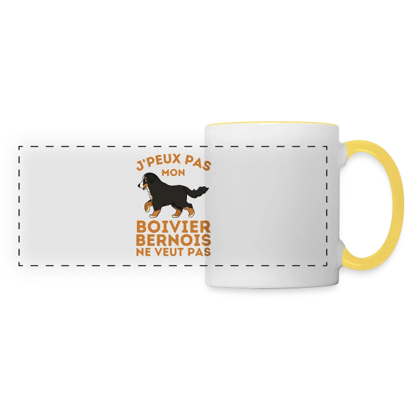 Humour Mon Bouvier Bernois sur Mug panoramique contrasté et blanc