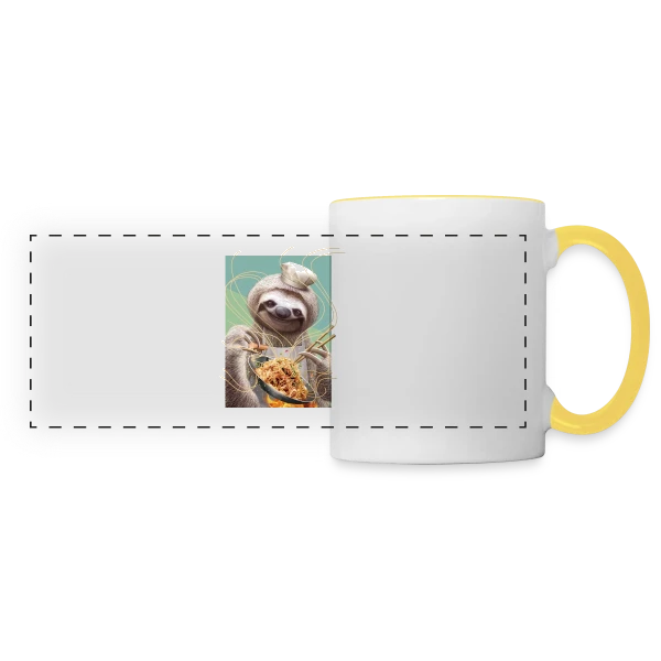 Le Paresseux Chef des Nouilles Sautées sur Mug panoramique contrasté et blanc