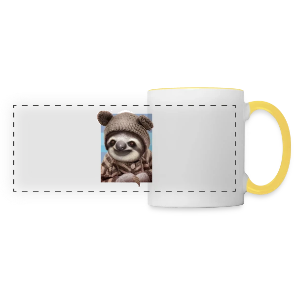 Bébé Paresseux en Pull Hivernal sur Mug panoramique contrasté et blanc