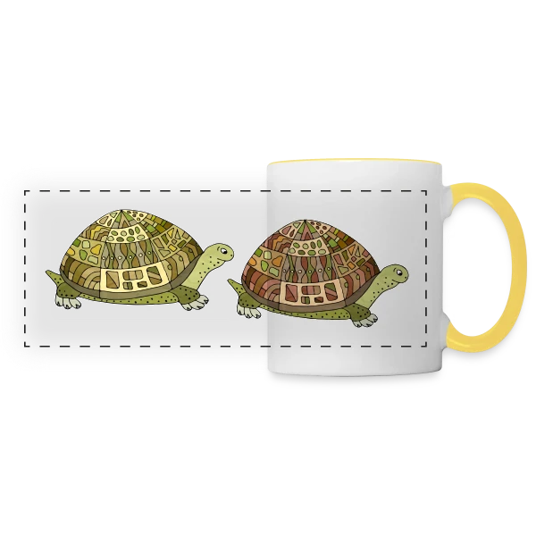 Tortue Élégante sur Mug panoramique contrasté et blanc