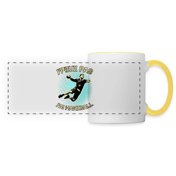 J'peux pas J'ai Handball | T-Shirt Humour Sportif sur Mug panoramique contrasté et blanc