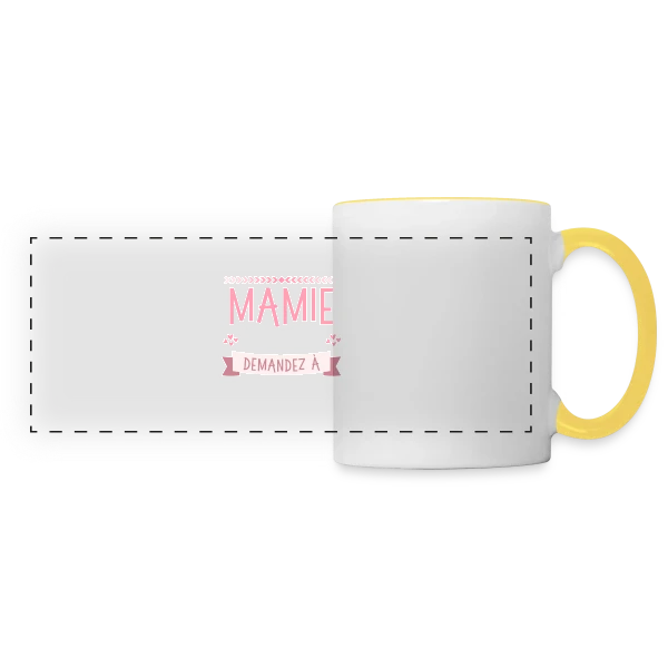 Mamie Qui Déchire : Demandez aux [Prénoms Personnalisés] sur Mug panoramique contrasté et blanc
