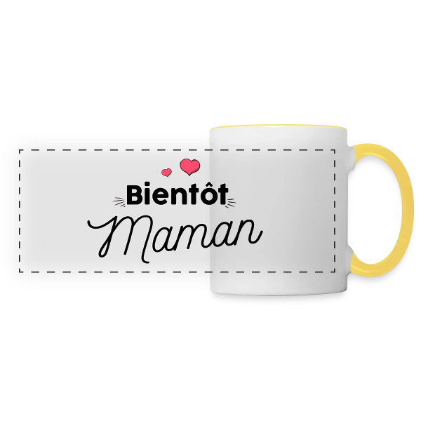 Bientôt Maman : Annonce Grossesse Originale sur Mug panoramique contrasté et blanc