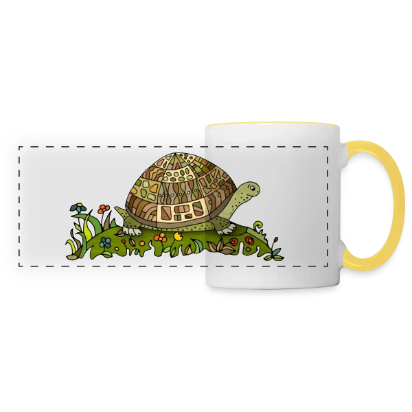Majestueuse Tortue sur Mug panoramique contrasté et blanc