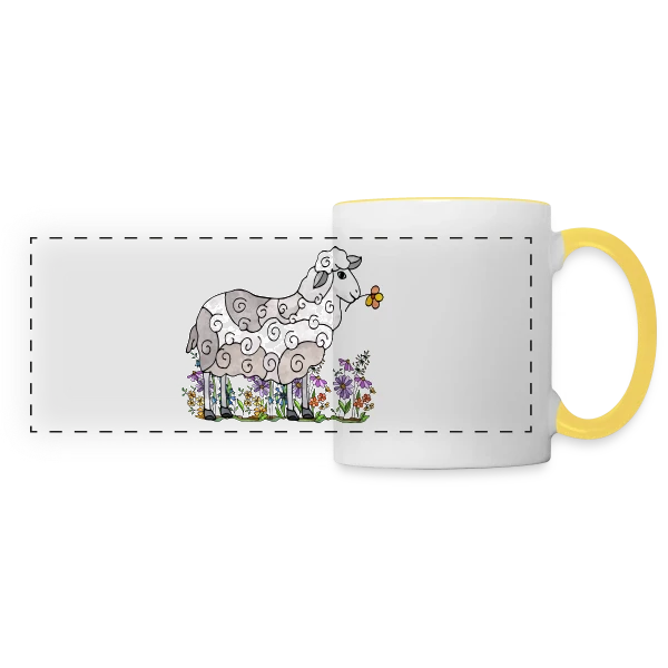 Mouton Doux Rêveur sur Mug panoramique contrasté et blanc
