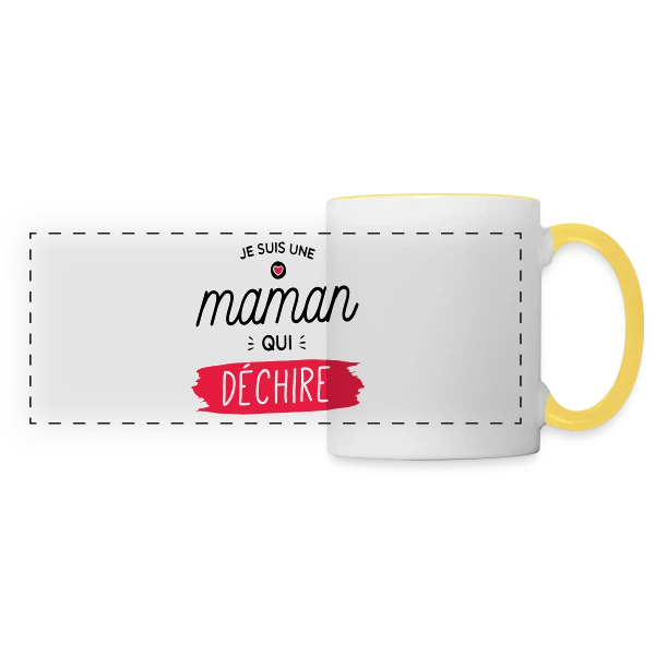 Maman au Top et Qui Déchire ! sur Mug panoramique contrasté et blanc