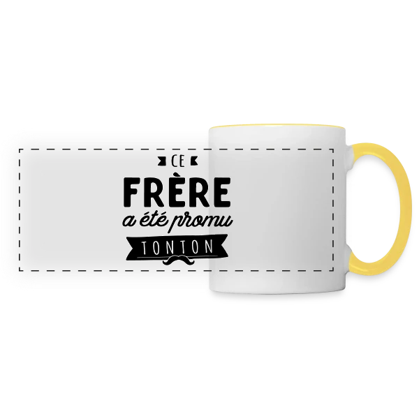 Cadeau Naissance : Le Nouveau Grand Frère sur Mug panoramique contrasté et blanc