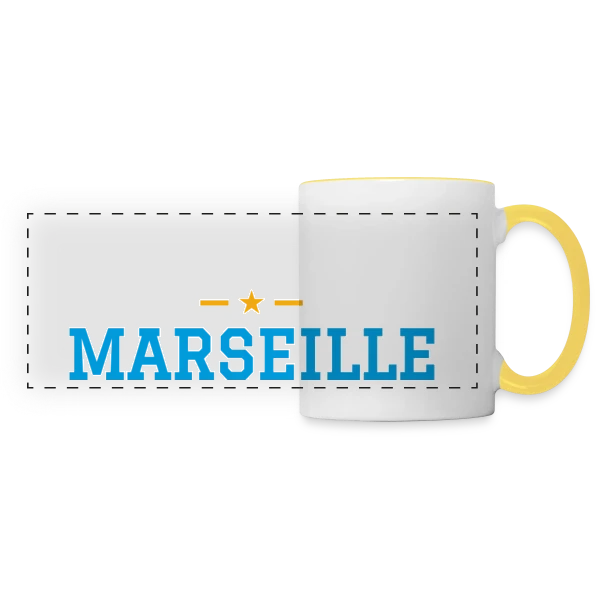 Ici C'est Marseille Fierté sur Mug panoramique contrasté et blanc