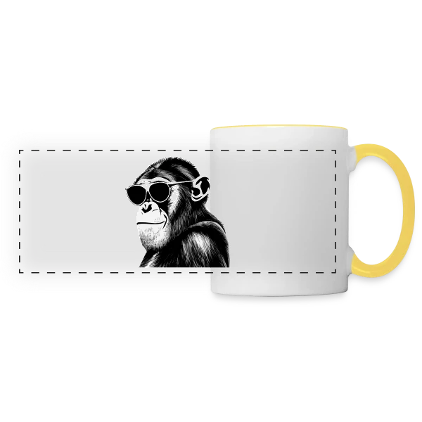 Chimpanzé Cool Lunettes sur Mug panoramique contrasté et blanc