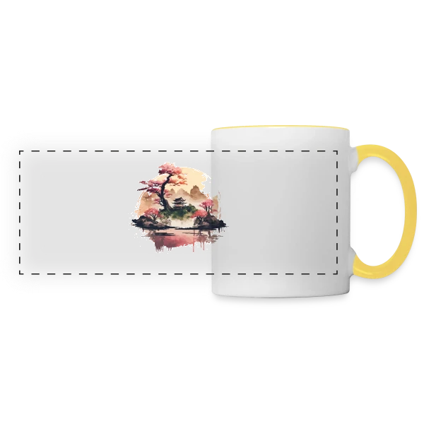 Paysage Japonais Onirique sur Mug panoramique contrasté et blanc