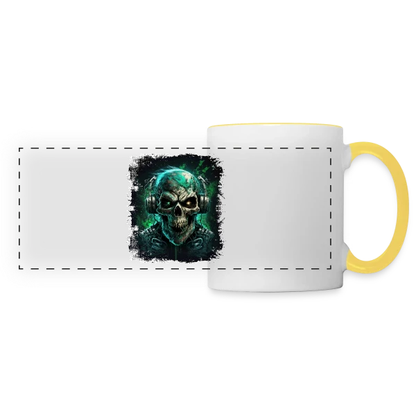 Zombie Métalleux au Casque Audio sur Mug panoramique contrasté et blanc