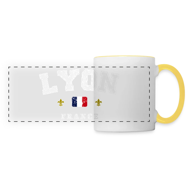 Lyon France Vintage sur Mug panoramique contrasté et blanc