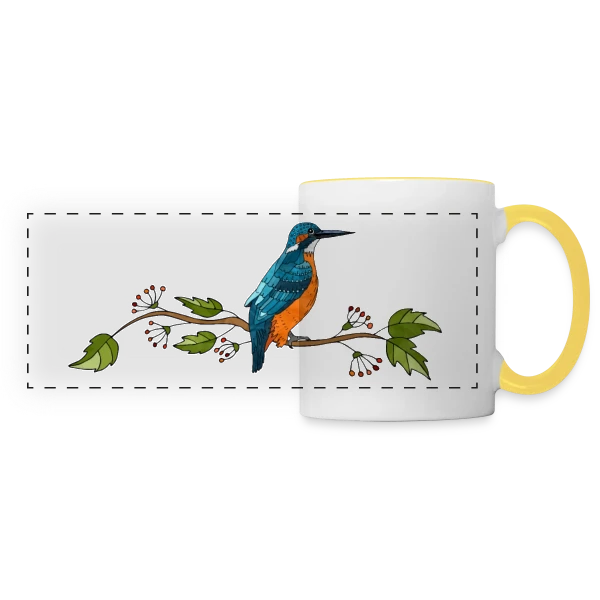 Oiseau Majestueux sur Mug panoramique contrasté et blanc