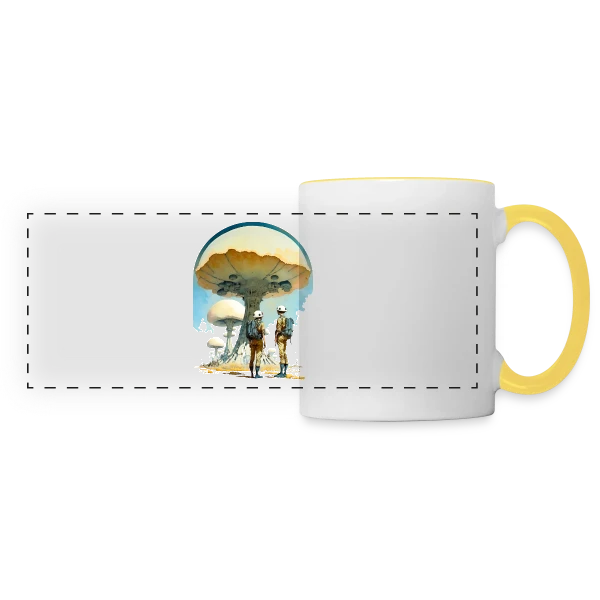 Astro-Champignons 70s Sci-Fi Spatial sur Mug panoramique contrasté et blanc