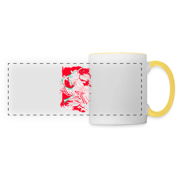 Fille Samurai Anime au Katana sur Mug panoramique contrasté et blanc