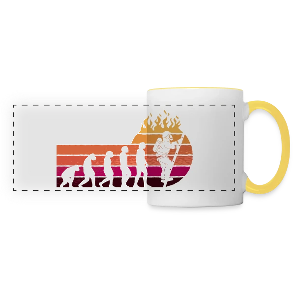 Évolution Pompier Rétro – Métier de Héros sur Mug panoramique contrasté et blanc