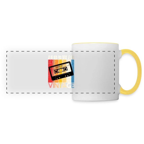 Cassette Années 80 Vintage sur Mug panoramique contrasté et blanc