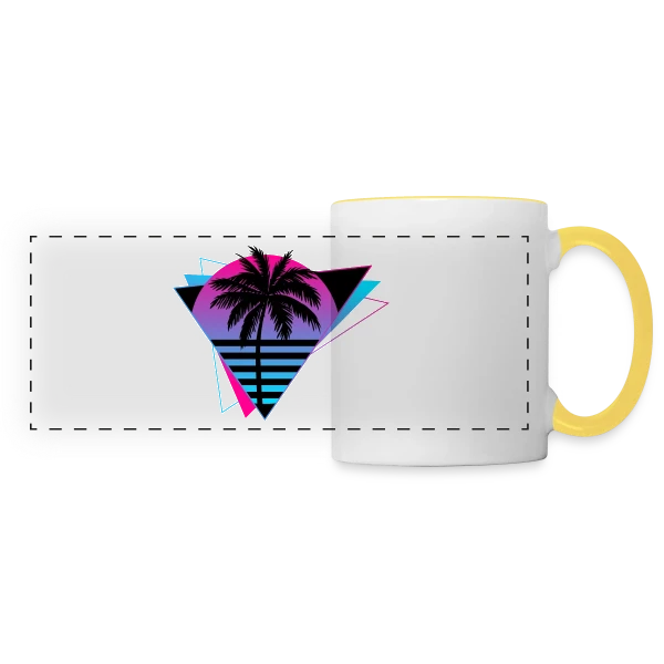 Palmier Rétro Synthwave sur Mug panoramique contrasté et blanc