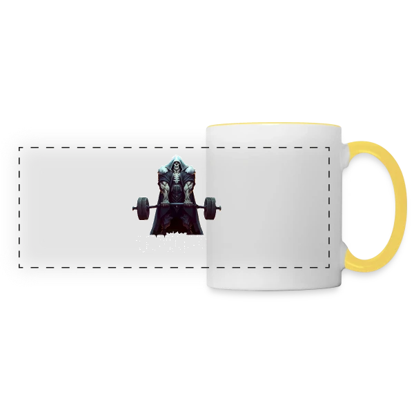 Squelette Ironique : Deadlifts et Fitness Rigolo sur Mug panoramique contrasté et blanc