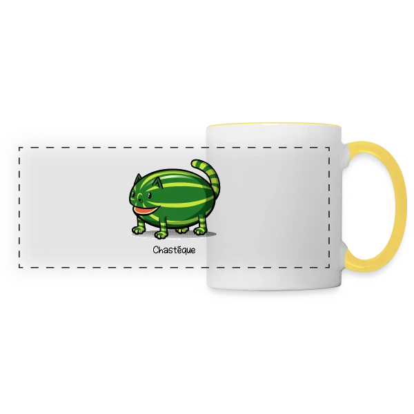 Chastèque : Le Chat Pastèque Original sur Mug panoramique contrasté et blanc