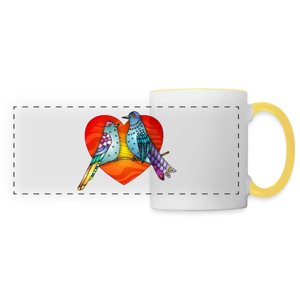 Envol Poétique des Oiseaux sur Mug panoramique contrasté et blanc