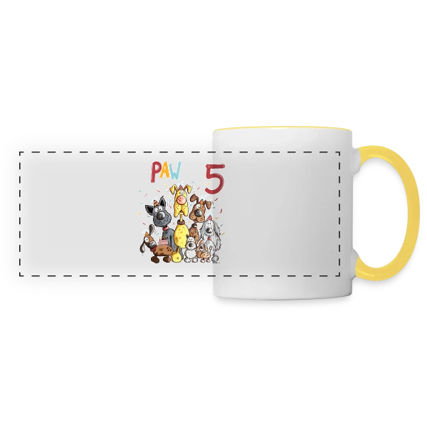 5 ans, Ma Fête Canine sur Mug panoramique contrasté et blanc