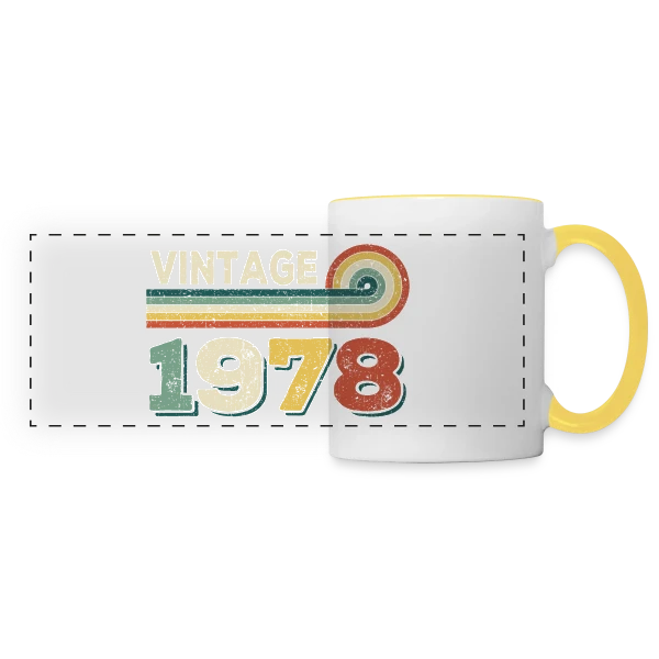 Vintage 1978 Spirale Rétro sur Mug panoramique contrasté et blanc