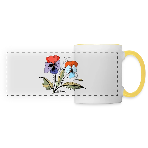 Éclat Floral sur Mug panoramique contrasté et blanc