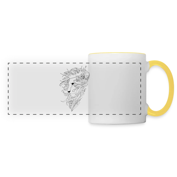 Lion Majestueux Couronné sur Mug panoramique contrasté et blanc