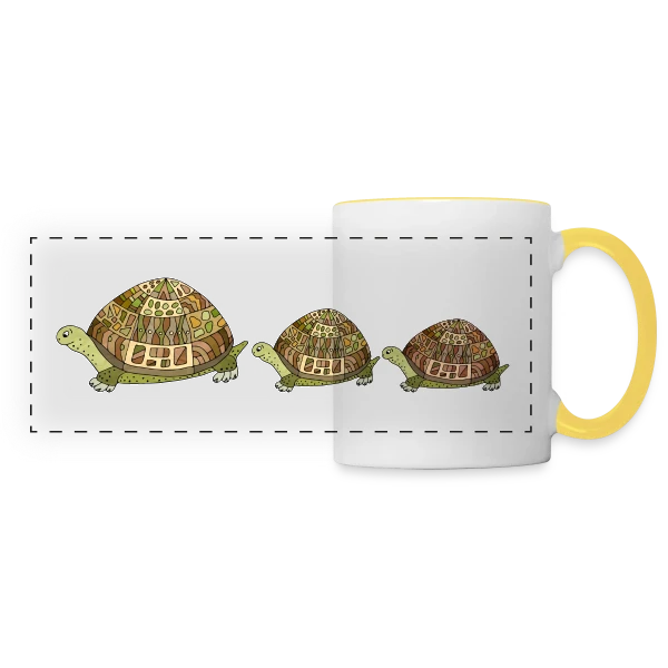 Design Tortue Aquatique sur Mug panoramique contrasté et blanc