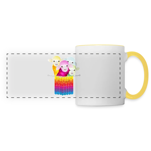 Mouton Tricoteur Rigolo sur Mug panoramique contrasté et blanc