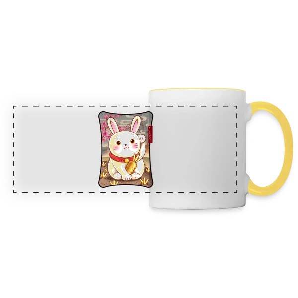 Lapin de la Chance Zen sur Mug panoramique contrasté et blanc