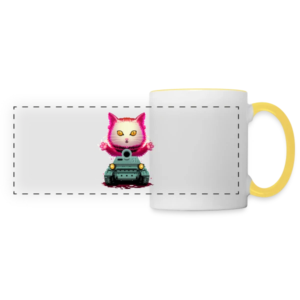 Chat de Guerre : L'Invasion Féline sur Mug panoramique contrasté et blanc