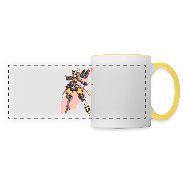 Fille Cyborg Mecha Anime Rétro 90s sur Mug panoramique contrasté et blanc