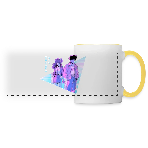 Couple Anime Vaporwave Mélancolie Esthétique sur Mug panoramique contrasté et blanc