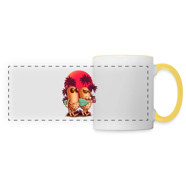 Cacahuètes en Vacances sur Mug panoramique contrasté et blanc
