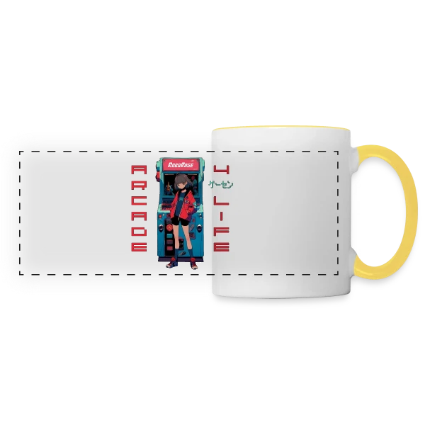Fille Anime Gaming - Arcade 4 Life sur Mug panoramique contrasté et blanc
