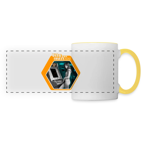 VideoMatch 2070: Arcade Rétro Futur 70s sur Mug panoramique contrasté et blanc