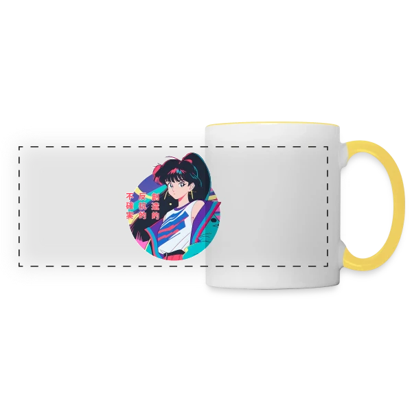 Fille Anime Rétro 80s/90s Windbreaker sur Mug panoramique contrasté et blanc
